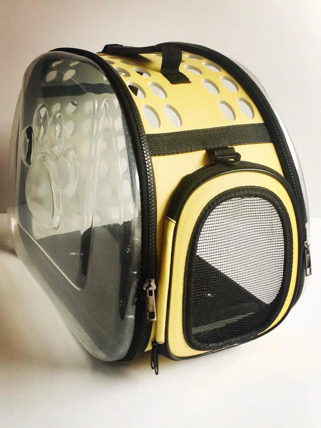 yellow Прозрачная сумка для домашних животных, модная сумка для кошек, косая поперечная сумка для домашних животных, складная, моющаяся, четыре сезона, универсальная, удобная и вместительная - Цвет: yellow
