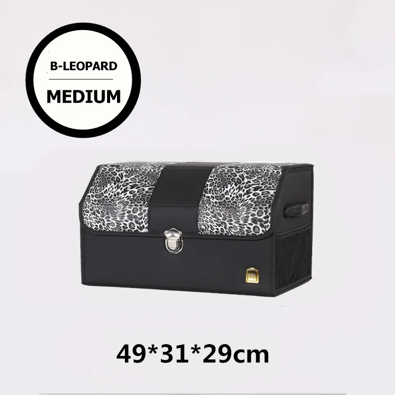 PU Leather Car Trunk Storage Organizer Box, Rear Racks Accessories for Stowing Tidying Foldable Car Accessories - Цвет: B L Medium 49CM