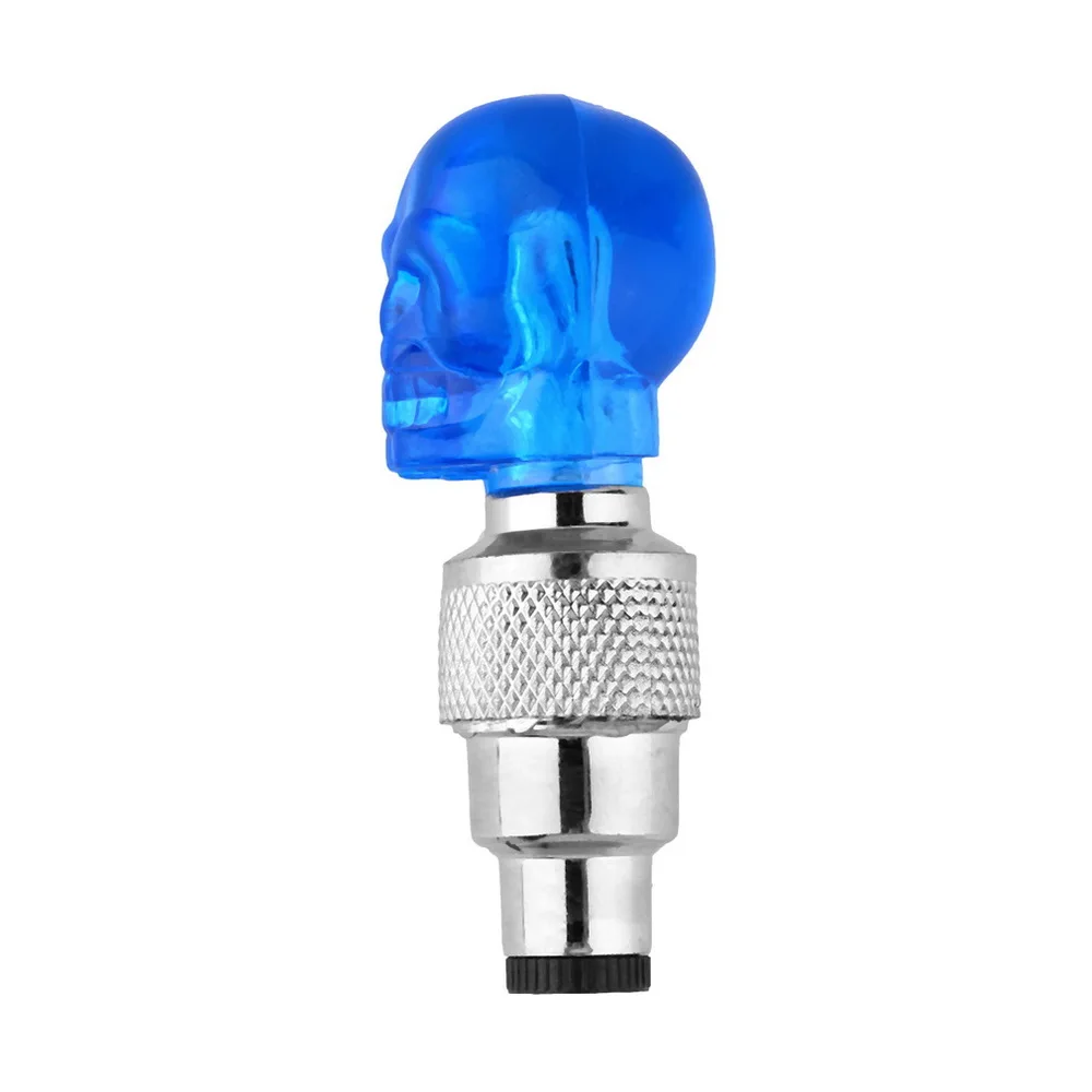 Светодиодный светильник для велосипеда 1 шт. в форме черепа, колпачок для клапана, светодиодный светильник для колеса, лампа для автомобиля, мотоцикла, велосипеда, красочные аксессуары для велосипеда - Color: blue