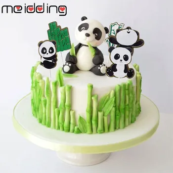 

MEIDDING Panda Cake Toppers Bamboo Turtle Leaf Decoration Happy Birthday For Children's Day Party Supplies Baking Cute Gifts