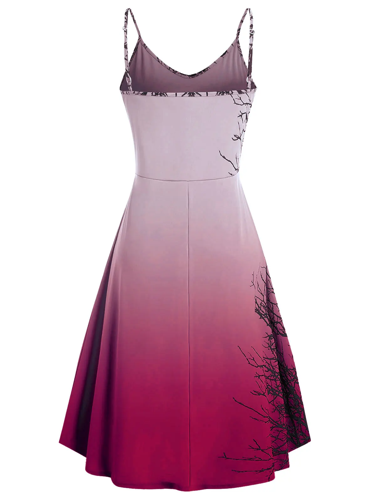 ROSEGAL Plus Size Tree Print Sequin Halloween Cami Dress Spaghetti Strap Tree Cami Dress Mid-Calf Sleeveless A-Line Casual Dress