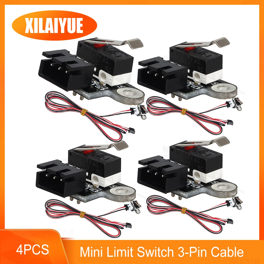 4 Pçs/set CNC Mini Interruptor de Limite 3 Cabo Pino Vertical