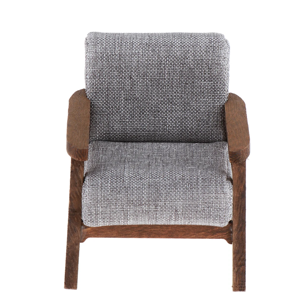 Dollhouse Sofa Chair Miniature Furniture, 1/12 Dolls House Couch Single Sofa Armchair