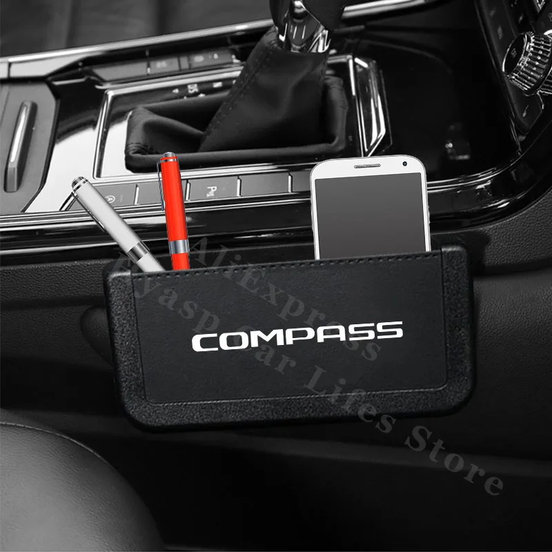 Car Organizer Box For JEEP Compass Auto Leather Mobile Phone Coins Storage Pocket Fashion Car Accessories Interior