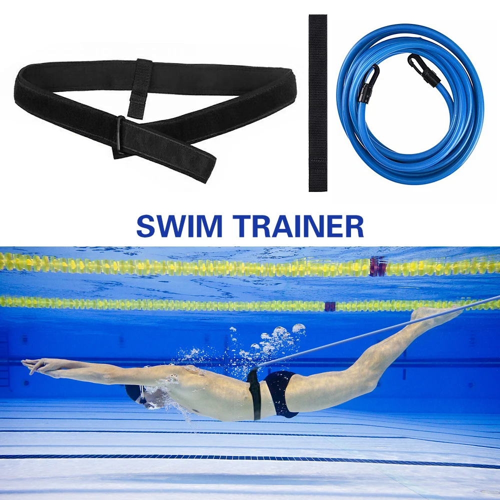 Adjustable Swim Training Resistance Elastic Belt Swimming Safety Training Rope Resistance Bands