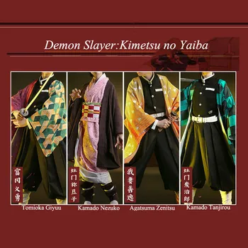 

Slayer Kimetsu no Yaiba Kamado Tanjirou Agatsuma Zenitsu Tomioka Giyuu Kamado Nezuko Kimono Uniforms Cosplay Anime Demon