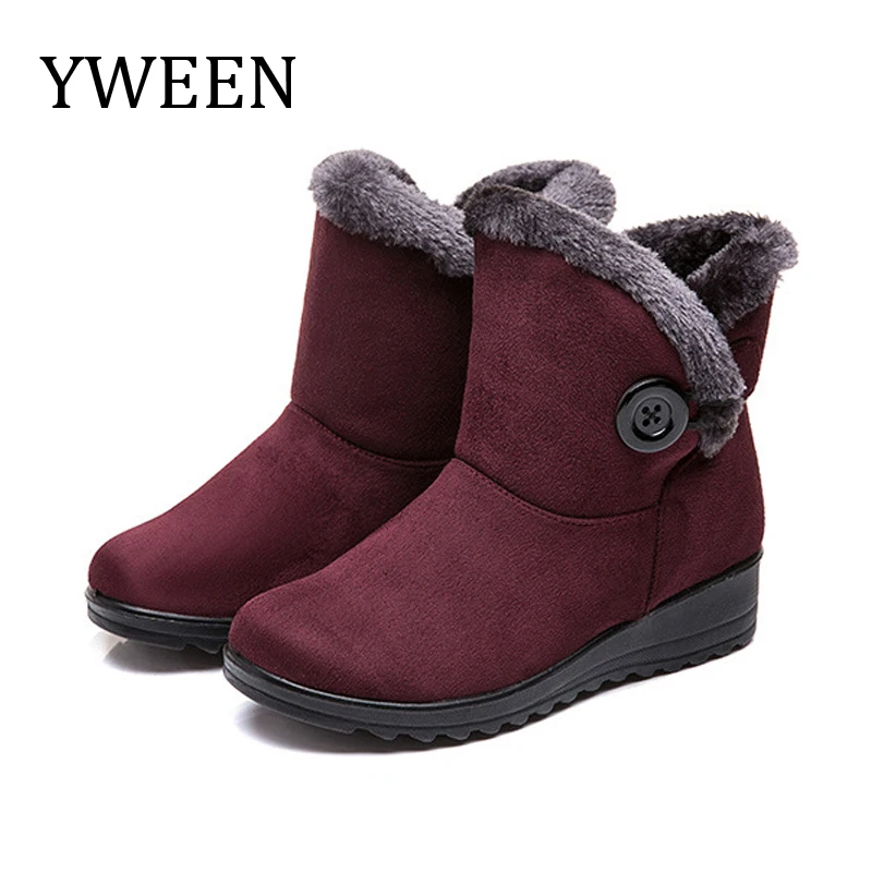 Cena Buty damskie YWEEN zimowe ciepłe buty na śnieg kobiety zamszowe buty ze skórki cielęcej dla kobiet buty zimowe Botas Mujer pluszowe botki kobieta