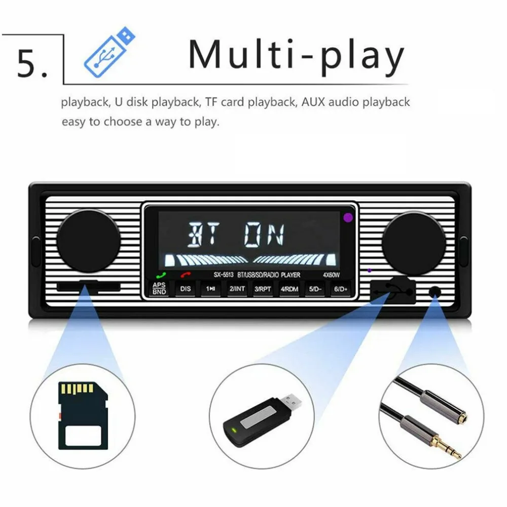 Vintage Car Bluetooth FM Radio MP3 Player Stereo USB AUX Classic Car Stereo Audio OLED Color Screen Car Music Media Player