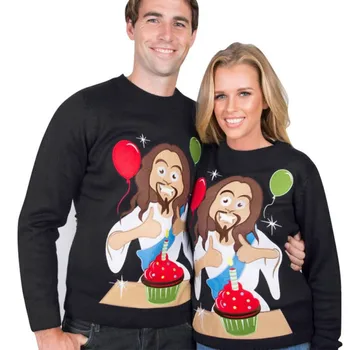 

Men Sweater Couples Simple Autumn Warm Long Sleeve Cute Cartoon Print Casual Loose Round Collar Sweater Y7.w