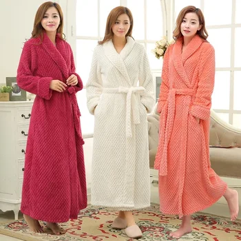 

New Style Thick Couples Flannel Nightgown Coral Fleece Bathrobe Men's Women's Lengthen Extra-large Sexy Bathrobe Babe Velvet