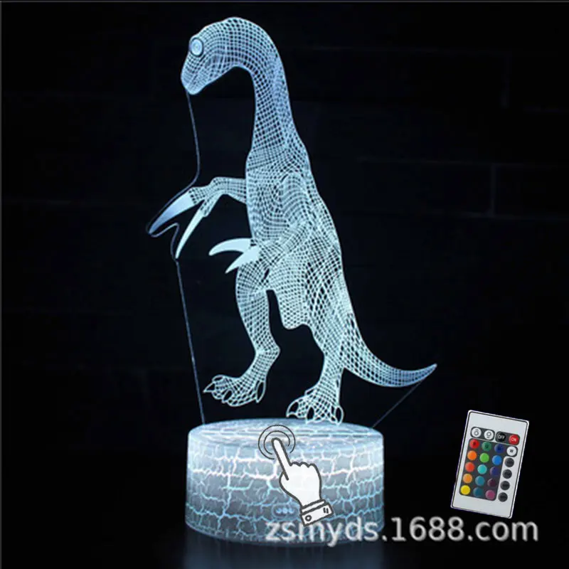 3D иллюзия динозавра 7 цветов светодиодный пульт дистанционного управления игрушка сенсорный спящий Ночной светильник животного светится в темноте игрушка подарок на день рождения - Цвет: 12