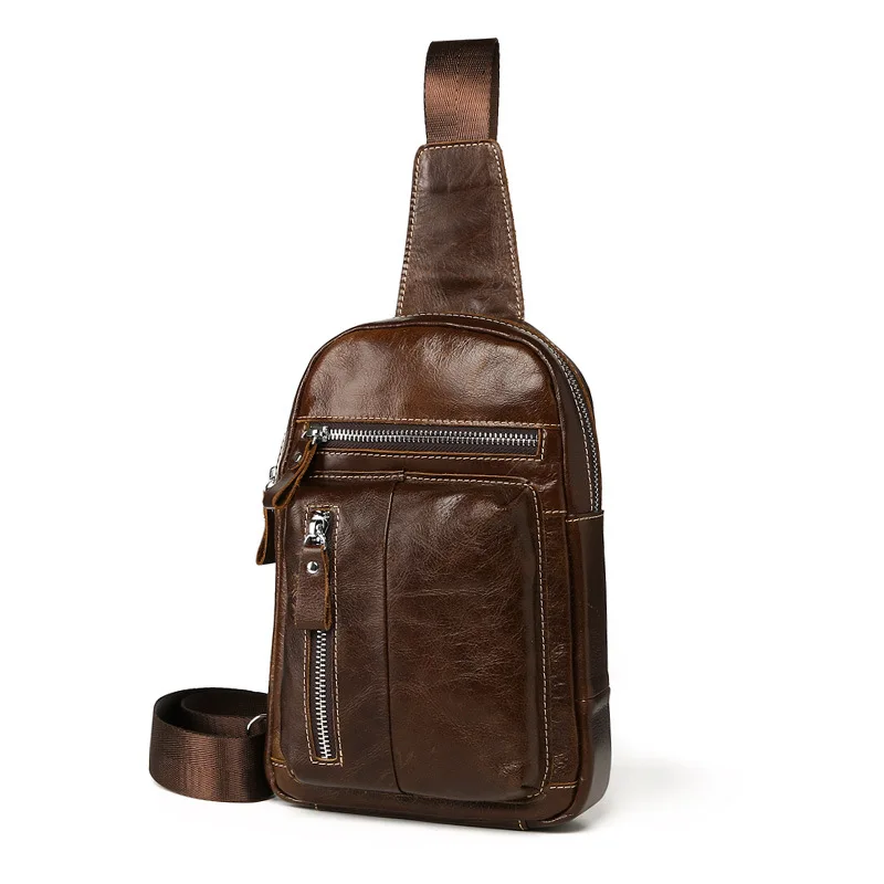 color same as pictur Mini Waist Bag Men PU genuine Leather Fanny Pack Fashion Belt Bag Unisex Phone Pouch Casual Brown Chest Bags& waist pack - Цвет: color same as pictur