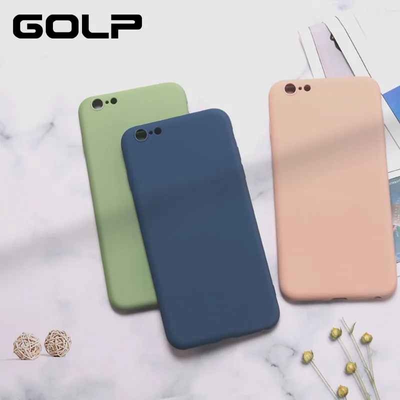 

Silicone case for iPhone X XR Xs Max 6s 7 8 Plus, GOLP Ultra Thin Matte Soft Silicone Coque Cover for iPhone 6 6S Plus Case
