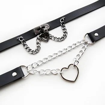 

Japanese Cosplay Gothic Maid Harajuku Handmade Soft Sister Love Heart Meow Retro Punk Collar Choker Necklace Clavicular chain
