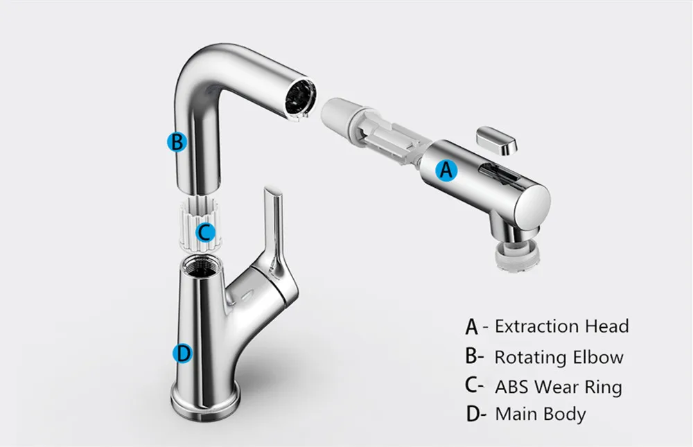 Diiib Kitchen Sink Faucet With Pull Out Rinser Sprayer 2 Water Mode Hot and Cold Mixer Tap from