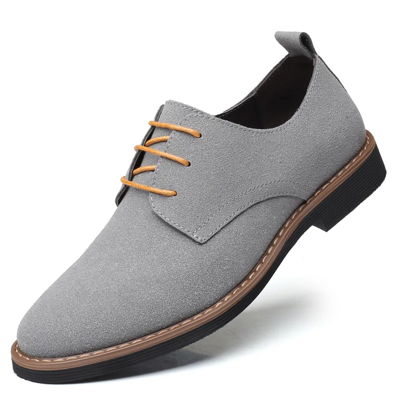 Spring Suede Leather Men Shoes Oxford Casual Sneakers for Male Size 38-48
