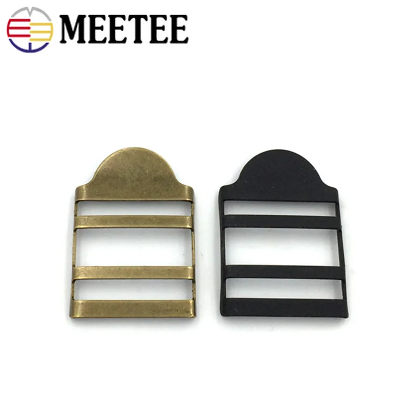 Meetee 4/10pcs 25mm Metal Ladder Buckles Bags Strap Adjustment Tri-Glide Buckle DIY Webbing Belt Clasp Hook Hardware Accessories