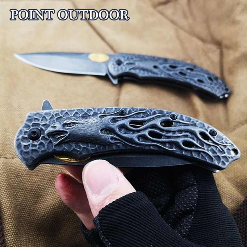 Нож с орлом и пламенем персонализированный коллекционный нож 3D Stonewash
