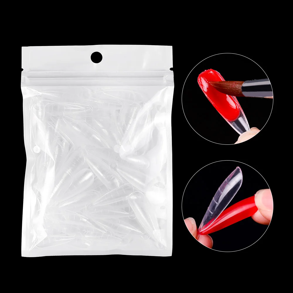 Fake Nails Fake Nail Forms Nail Tips False Nail Forms False Nails False Nail Tips 60pcs Nail Dual Form False Tips Extension for Poly Nail Gel System UV Acrylic DIY Upper Forms For Nails Mold Decoration