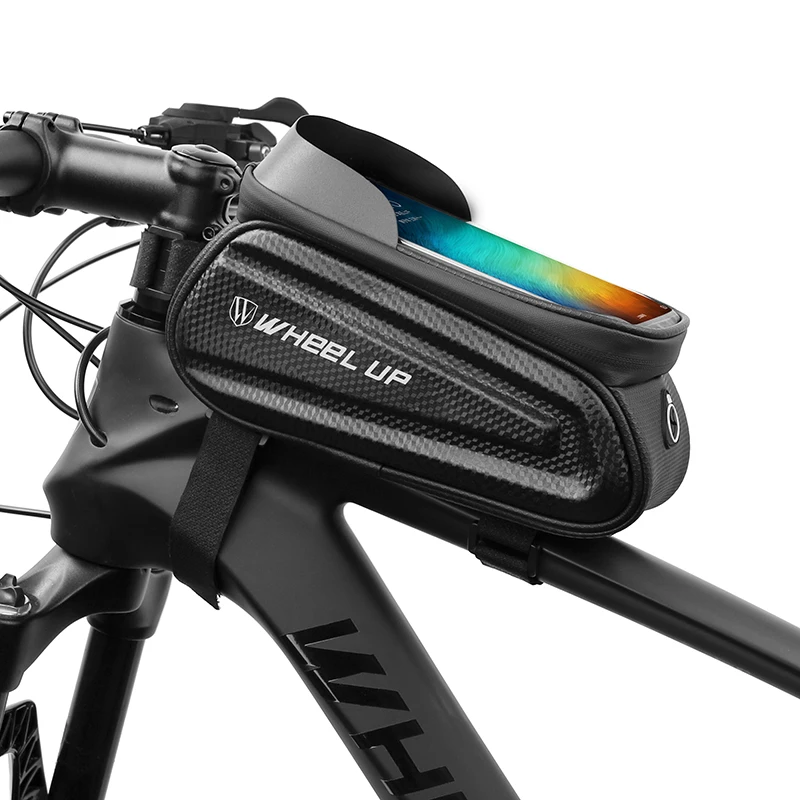 

WHEEL UP 2020 EVA Waterproof Bicycle Bag MTB Accessories Phone Bag Portable Self-Adhesive Front Tube Black Cycling Bicycle Bag