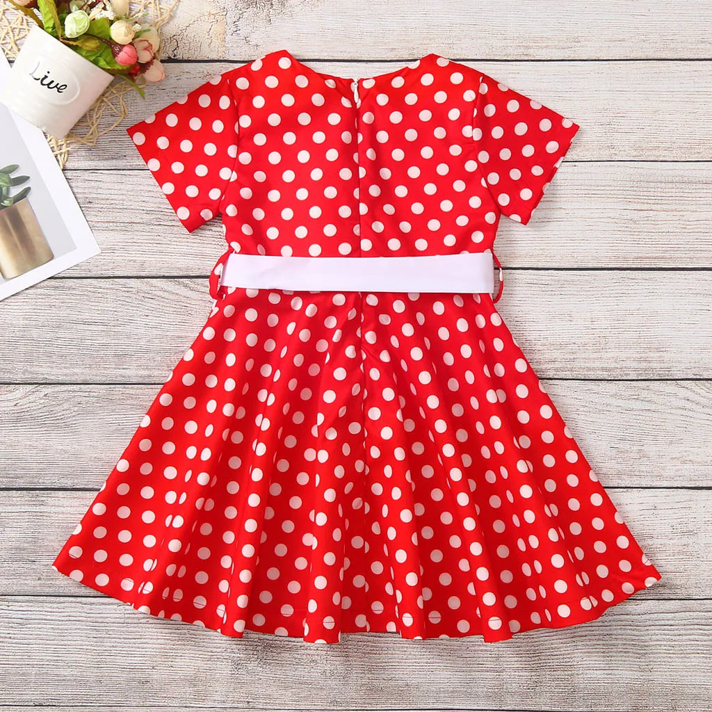 Платье для девочек Детские платья для девочек vestido infantil платье vestido robe fille roupas с коротким рукавом в горошек Z4