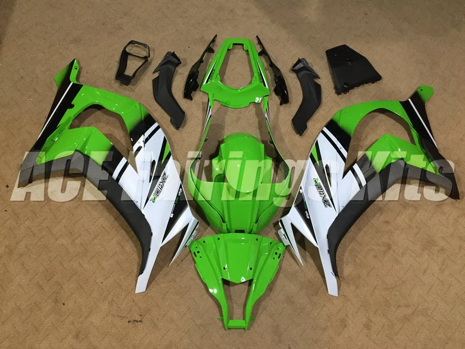 Литьевая форма) ABS Полный комплект обтекателя подходит для Kawasaki Ninja ZX-10R ZX10R 2011- 11 12 13 14 15 Обтекатели Зеленый Белый Горячий