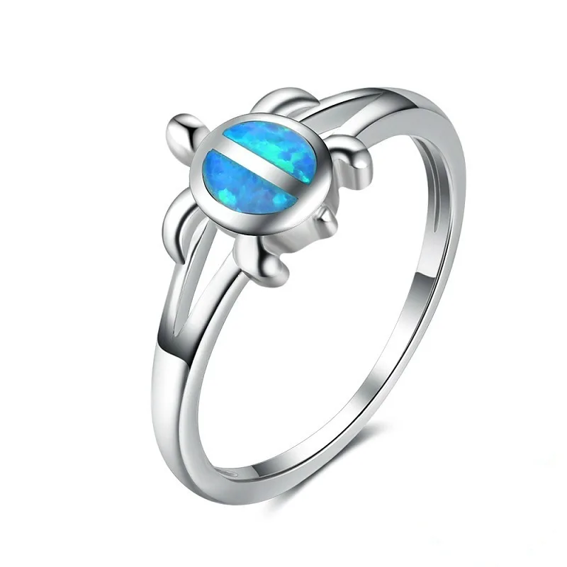 

Hot Selling New Stylish Exquisite Cute Sea Turtle Design Blue Rings Unique Finger Rings For Women Fine Jewelry