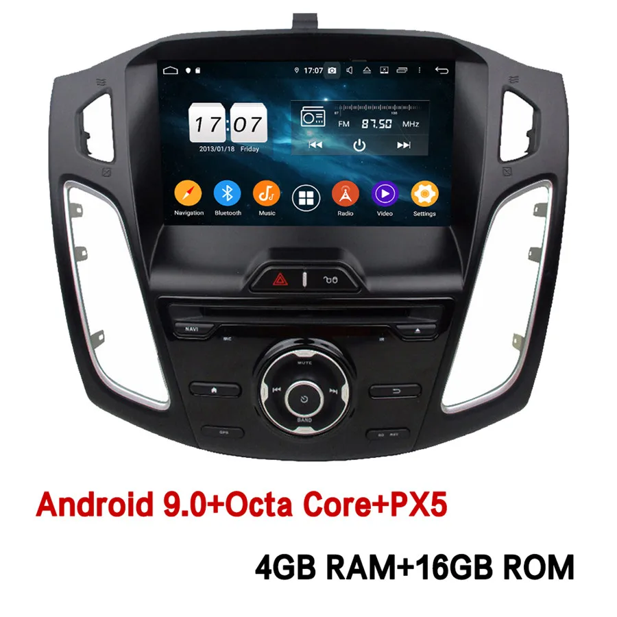 Klyde " ips 4G Android 9,0 Восьмиядерный 4 Гб ОЗУ 64 Гб ПЗУ DSP BT автомобильный dvd-плеер Радио Стерео gps ГЛОНАСС для Ford Focus 3 2012 - Цвет: 4GB RAM x 16GB ROM