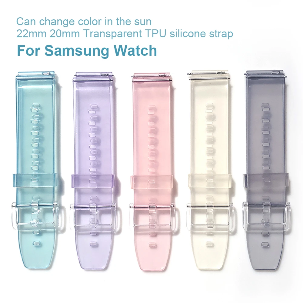 Transparent Tpu Strap For Samsung Galaxy Watch 3 45mm 41mm 46mm 42mm Active 2 44mm 40mm Silicone Band Bracelet Changeable Color Watchbands Aliexpress