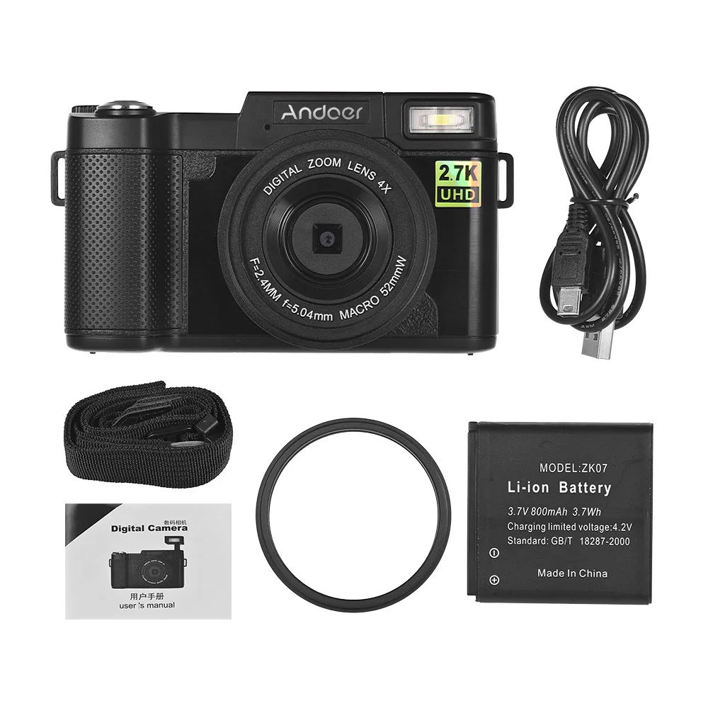 Andoer Full HD 24MP цифровая камера видеокамера 2,7 K 3," вращающийся TFT экран 4X цифровой WiFi подключение выдвижной фонарик