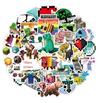 

100pcs Minecrafted Stickers Toys Anime Game Figures PVC Waterproof Sticker for Skateboard Books Motorcycle Guitar Kids Xmas Gift