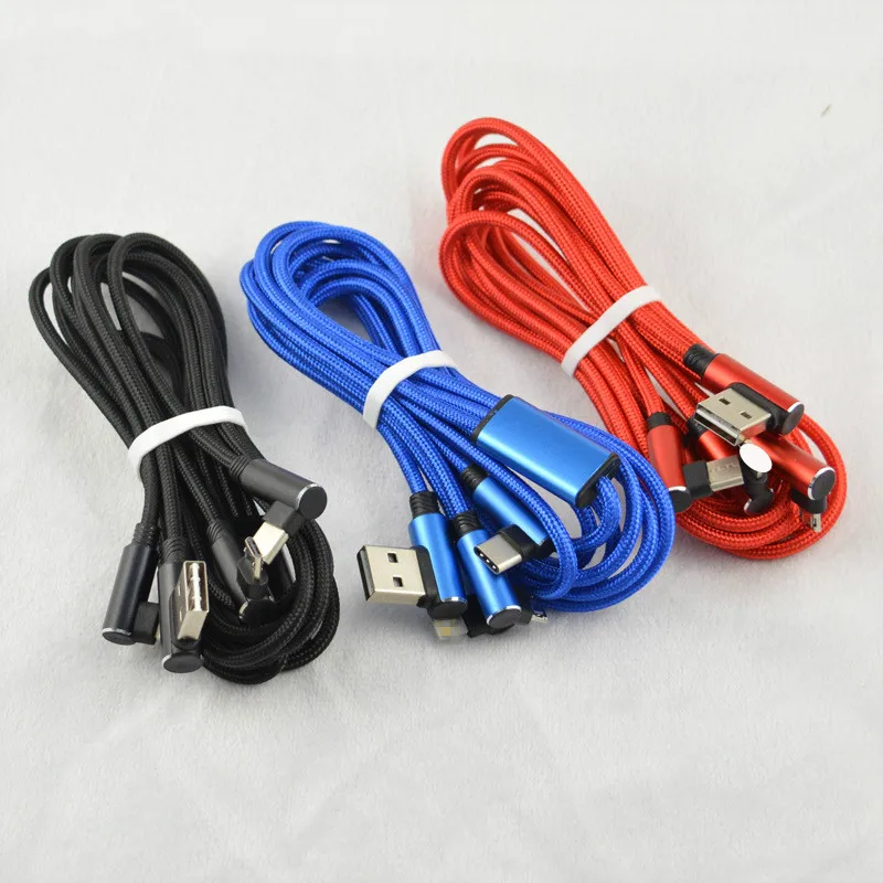 3 в 1 usb кабель для зарядки 8 pin Micro usb type C 3A быстрое зарядное устройство для телефона кабель для передачи данных для iPhone 8 samsung huawei Xiaomi 90 градусов