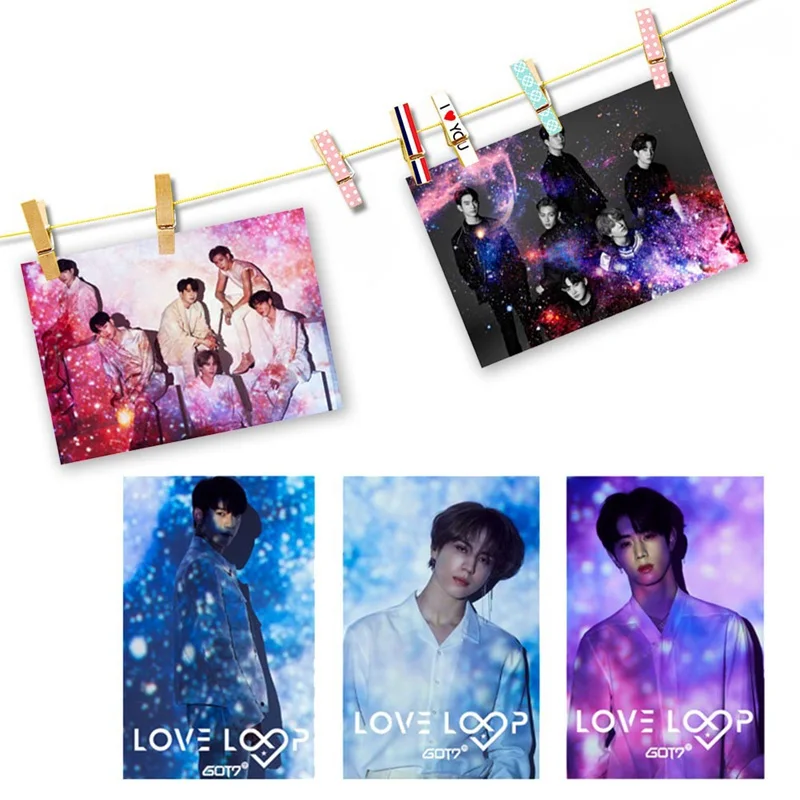 16Pcs/Set GOT7 Jackson YuGyeom LOVE LOOP New Album PVC Crystal Card Stickers For Bus Student Card