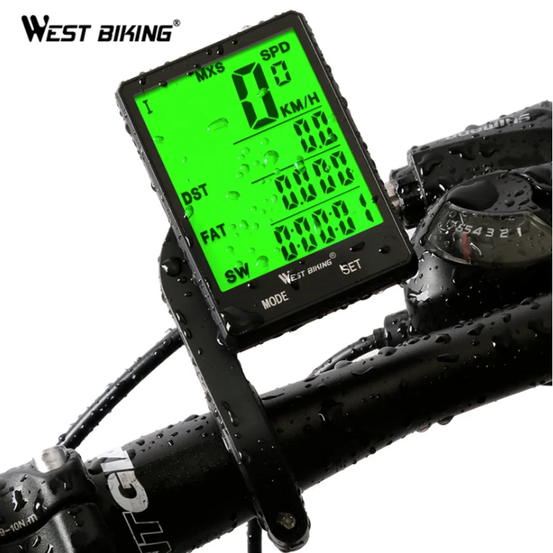 

WEST BIKING Rainproof Cycling Measurable Temperature Stopwatch 4 Type Bike Computer 2.8" Speedometer Odometer Bicycle Computer