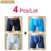 4 Pcs/Lot Men's Long Boxers New Mesh Underwear Cool And Breathable Large Size Anti Abrasion Leg Sports Shorts Newly Launched 1