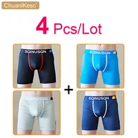 4 Pcs/Lot Men's Long Boxers New Mesh Underwear Cool And Breathable Large Size Anti Abrasion Leg Sports Shorts Newly Launched 1