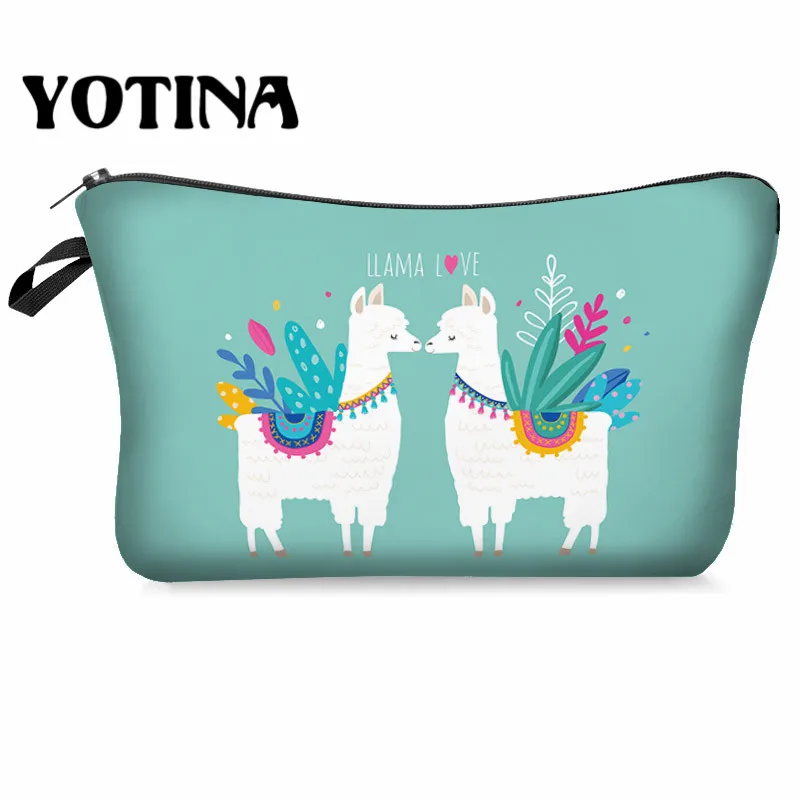 

Yotina Makeup organizer Women Cosmetic Bag With Multicolor Pattern llama 3D Printing Cosmetics Pouchs For Travel makeup bag