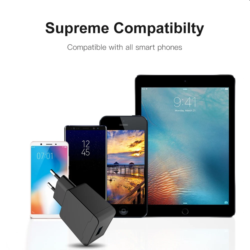 PUJIMAX USB зарядное устройство адаптер 1 порт для iPhone 5V 2.1A настенное/дорожное