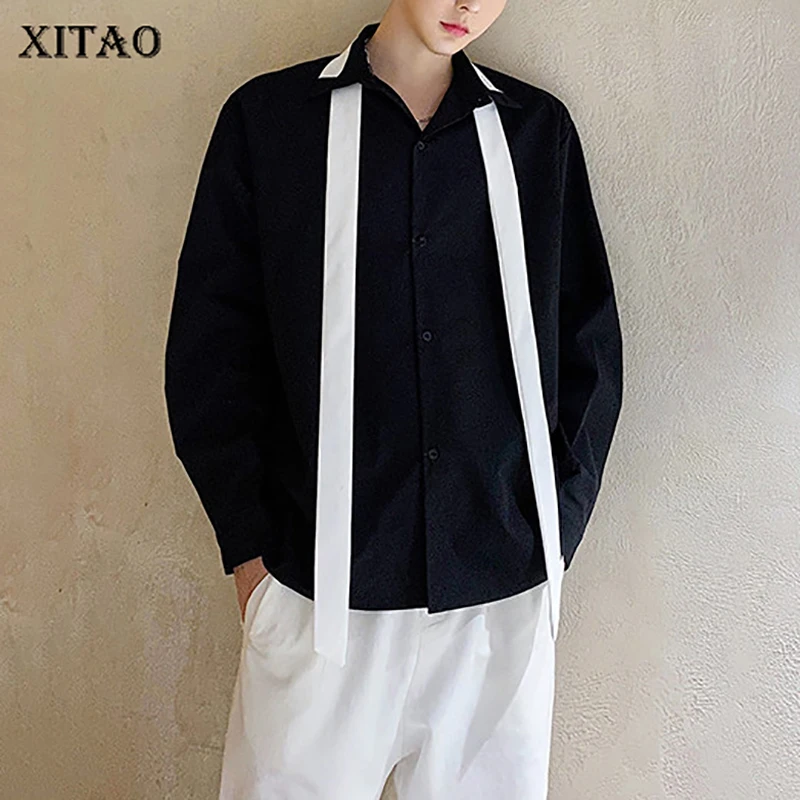 XITAO черная простая блузка женская Свободная Модная Повседневная Галстук в