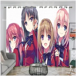 Japan Anime Window Curtain 1/2 Panels Youkoso Jitsuryoku Window Drapes Folio/One Pieces Window Treatment Home Textile Decoration