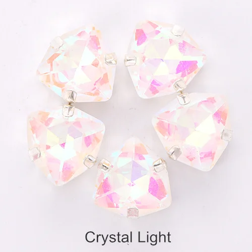 Crystal Light 12 мм Fat Tri-angle Лучшее Стекло Кристалл пришить стразы Серебряная основа много цветов пришить на когти Стразы для свадебного платья B3644 - Цвет: Crystal Light