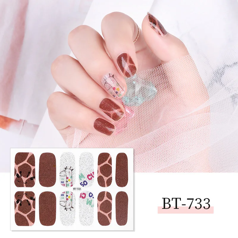 New Style 1pcs Beauty Nail Art Stickers Full Cover sticker Wraps Decorations Manicure Slider Nail Vinyls Adhesive Nails Decals - Цвет: BT-733