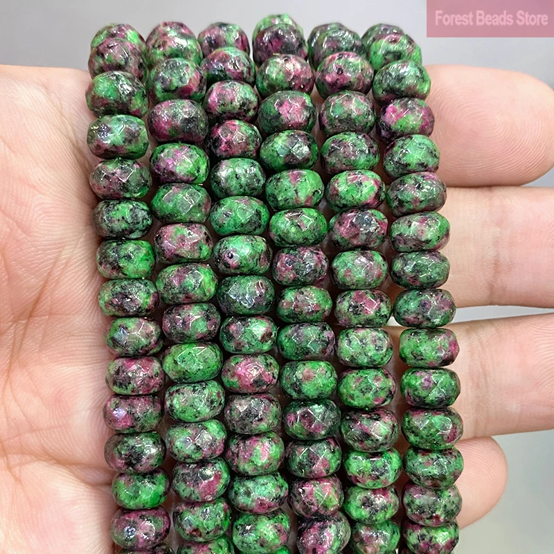 Natürliche Stein Faceted Epidot Rubys Zoisit Rondelle Spacer Perlen Diy Charme Mode Armband für Schmuck Machen 15'' Strang 8mm