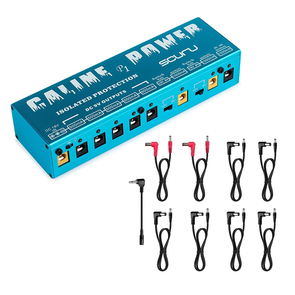 

Compact Size Guitar Effect Power Supply Station Distributor 8 Isolated DC Outputs for 9V/ 12V/ 15V/ 18V Guitar Effects
