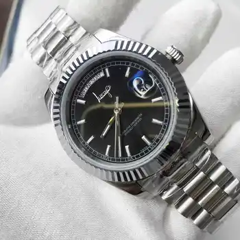 

AAA luxury silver watch 41mm black dial automatic DAY-DATE style automatic Self-wind watches Stainless steel sweeping Wristwatch