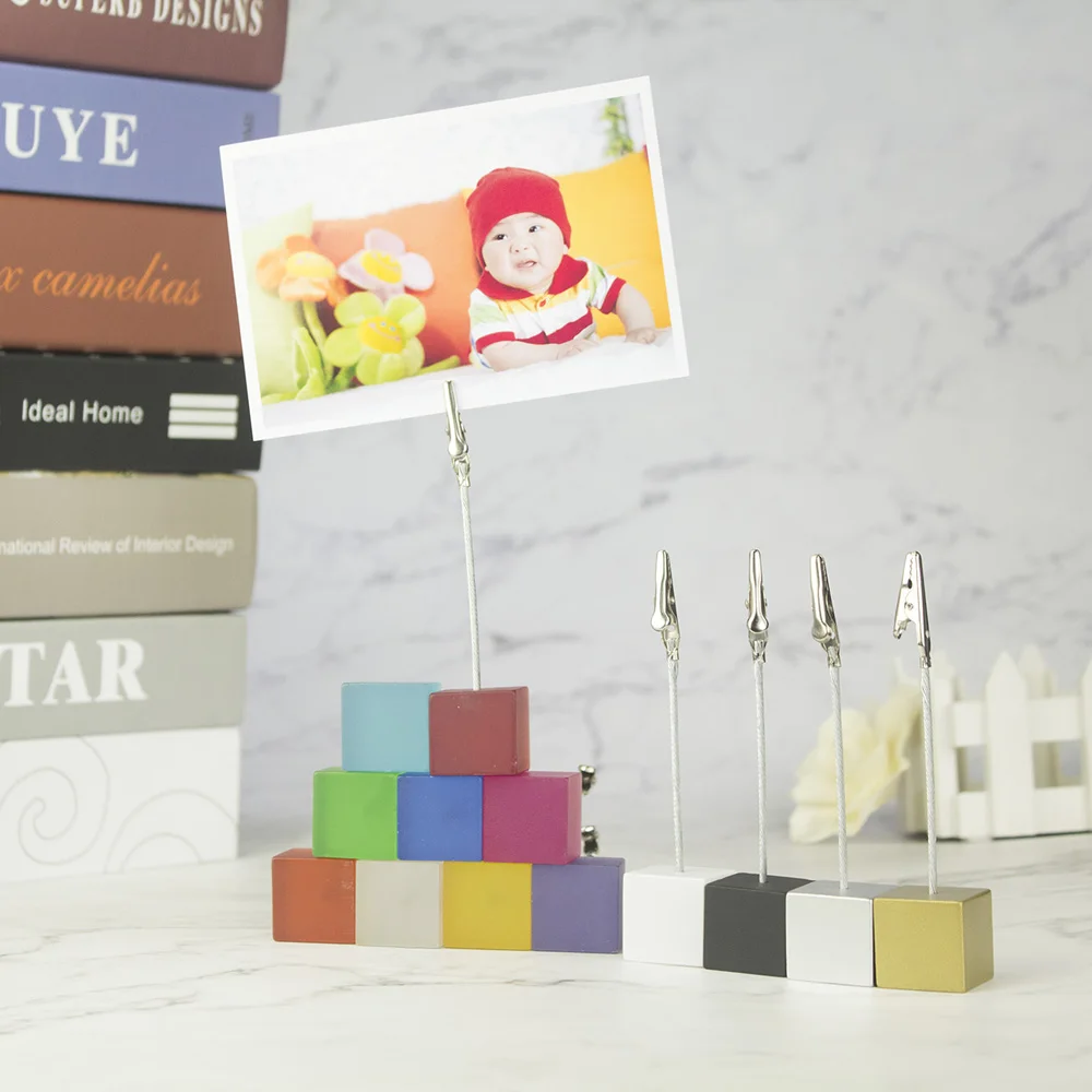 Cube Stand Photo Holders Resin Base Memo Note Clips Table Wedding Place Card Clamp 10pcs memo holders