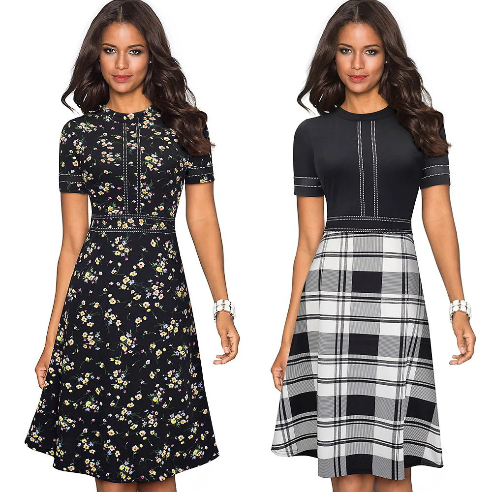 Ayowangyina, винтажное, элегантное, лоскутное, круглый вырез, Pinup, для женщин, Vestidos, Бизнес Стиль, вечерние, расклешенное, а-силуэт, Ретро стиль, женское платье, A135