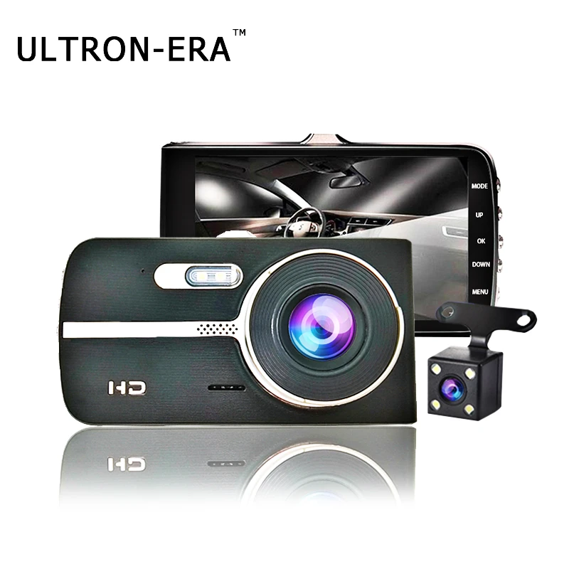 

ULTRON-ERA Hidden Car DVR 4 Inch FHD 1080P Dual Lens Dash Cam Video Recorder Night Vision G-sensor Auto Camera Dashcam Mirror