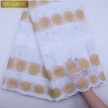 

SJD LACE High Quality African Cotton Lace Fabric With Stones Swiss Voile Lace In Switzerland For Nigerian Wedding Dress Sew1806B
