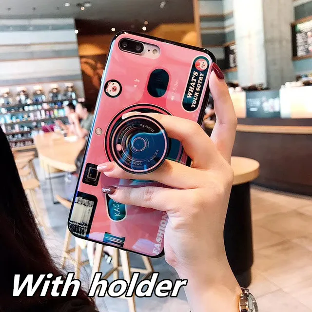 pink with stand 3D Камера чехол для samsung Galaxy S7 S8 S9 S10 плюс J530 силиконовый чехол для samsung Note 8, 9, 10, плюс A20S A50S A7 A8 Чехол подставка - Цвет: pink with stand